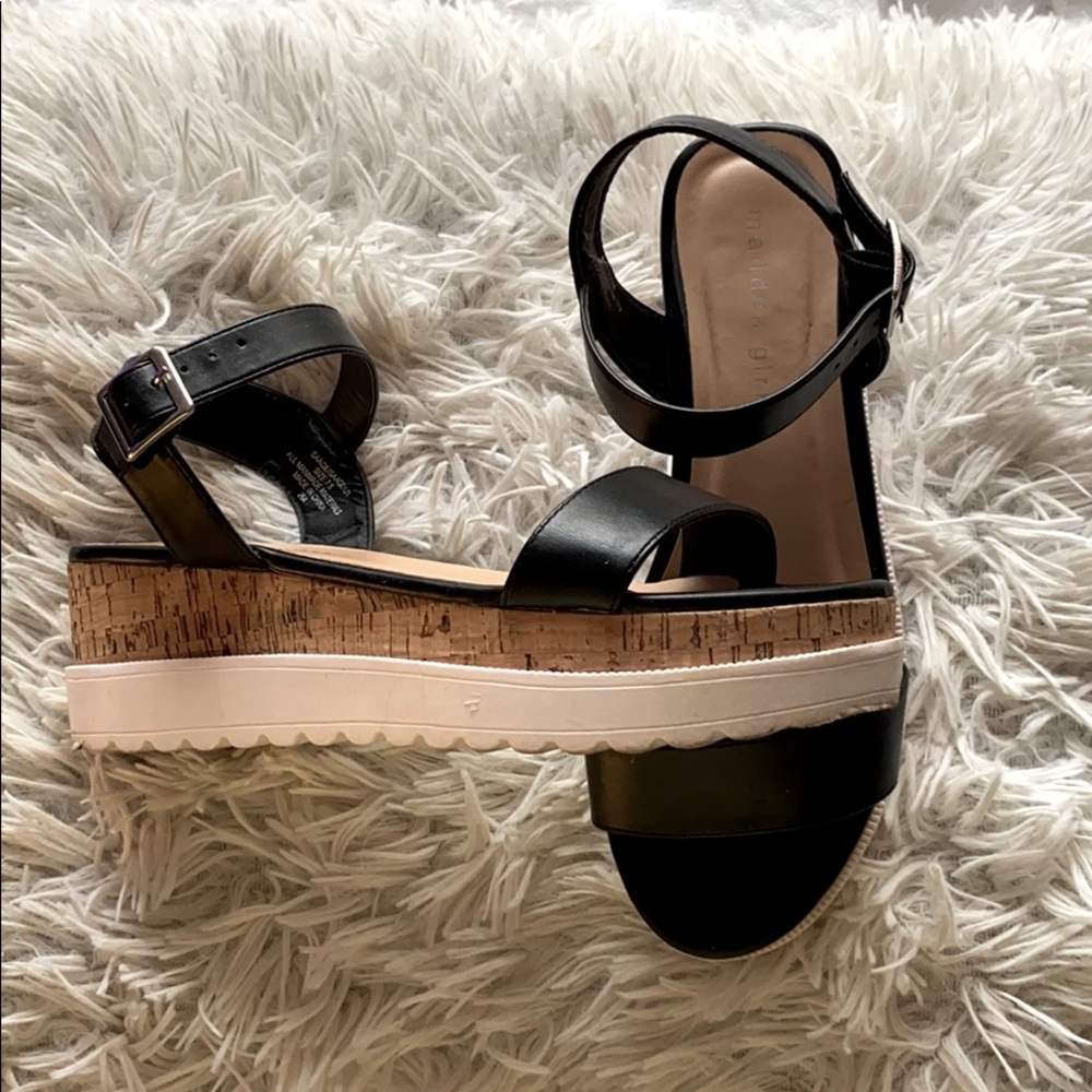 black strap wedge sandals